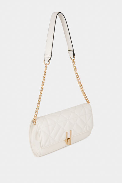 Bolso cartera de mano efecto acolchado blanco mujer