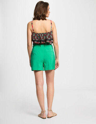 Top estampado volantes multicolor mujer
