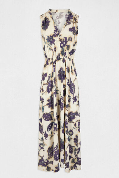 Vestido largo acampanado estampado multicolor mujer