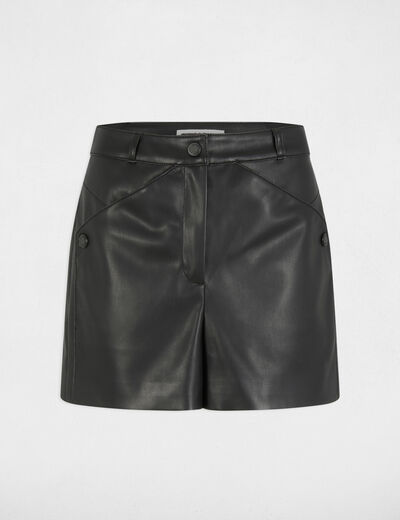 Short cuero sintético negro mujer