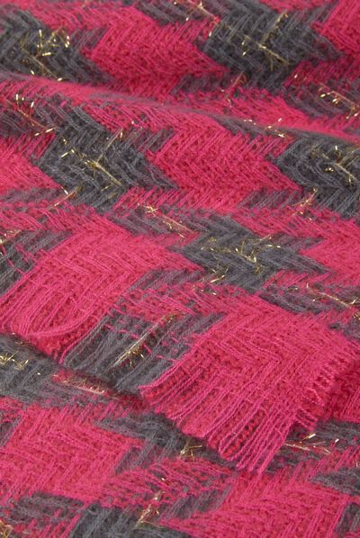 Bufanda estampado pata de gallo rosa mujer