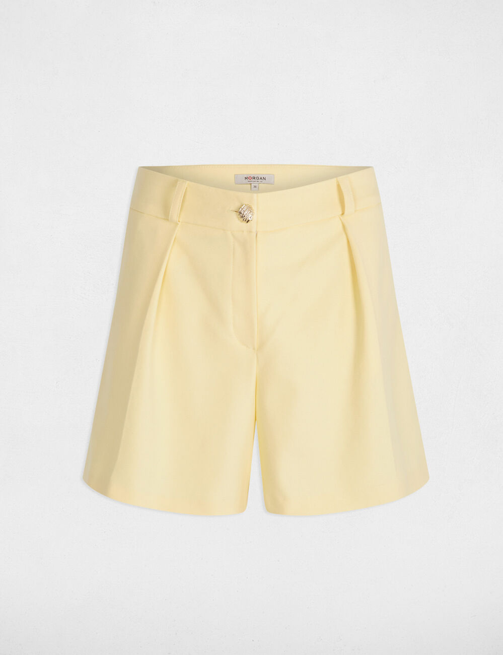 Short recto amarillo pastel mujer