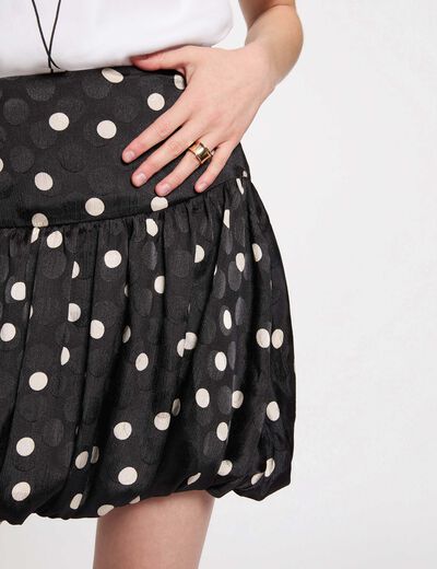 Falda globo estampada negro mujer