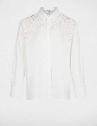 Camisa manga larga crudo mujer