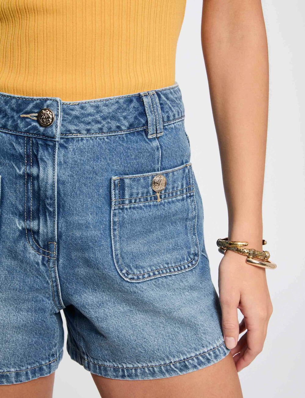 Short vaquero slim denim stone mujer