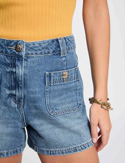 Short vaquero slim denim stone mujer