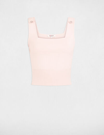 Top ajustado con escote cuadrado rosa pastel mujer
