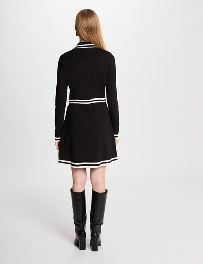 Vestido punto corto evasé negro mujer