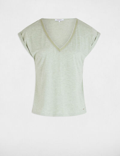 Camiseta de manga corta verde claro mujer