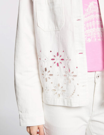 Chaqueta vaquero bordada blanco mujer
