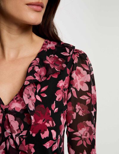 Blusa cuello v con volantes multicolor mujer