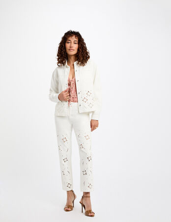 Chaqueta vaquero bordada blanco mujer