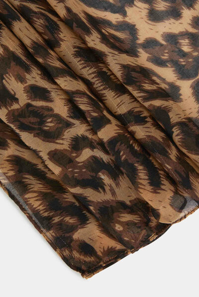 Fular estampado animal marrón mujer