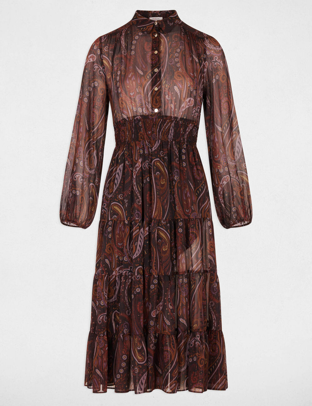 Vestido largo de gasa multicolor mujer