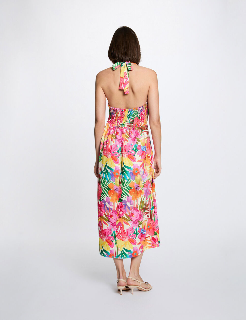 Vestido fluido con estampados multicolor mujer
