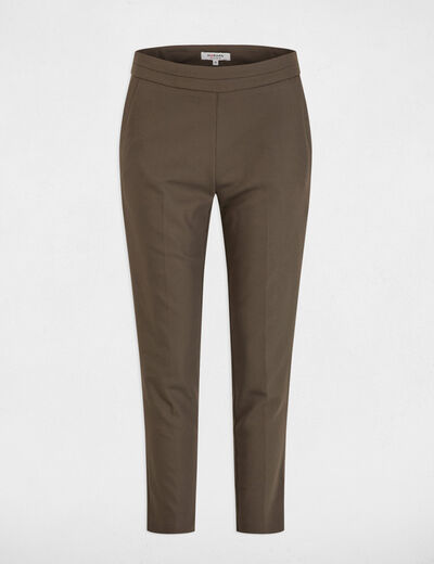 Pantalón cigarette estilo corto verde caqui mujer