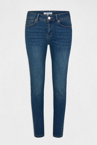 Vaquero slim con bandas strass vaquero stone mujer