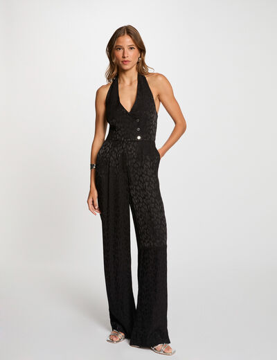 Mono largo escote en V negro mujer