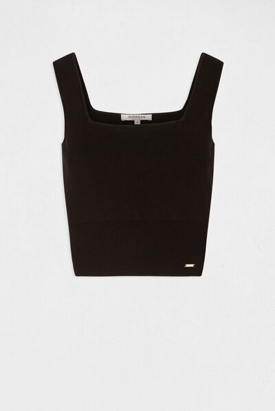 Top punto tirantes anchos negro mujer