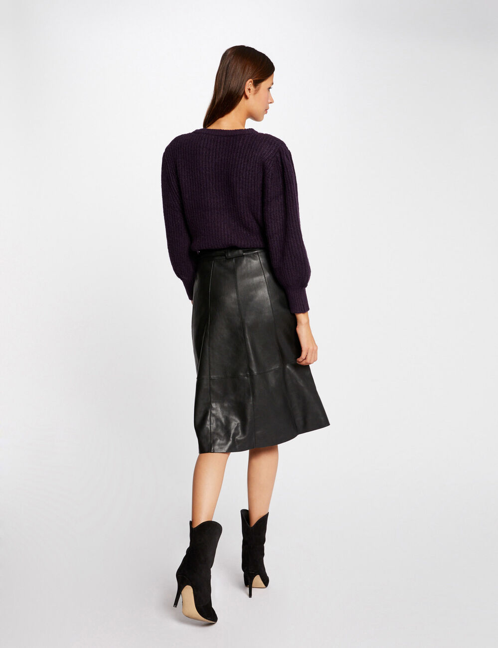 Jersey manga larga abullonada morado oscuro mujer