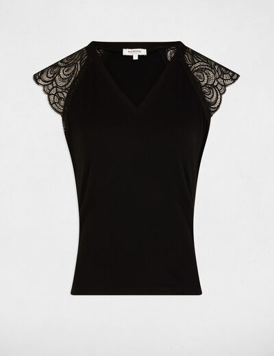Camiseta de manga corta negro mujer