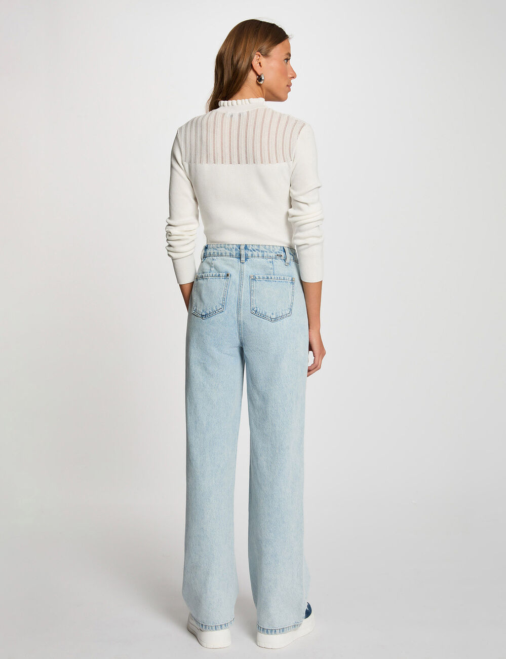 Jersey con cuello alto blanco mujer