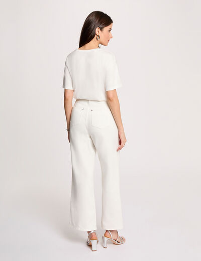 Camiseta recta cuello redondo blanco mujer