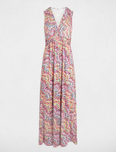 Vestido largo recto estampado multicolor mujer