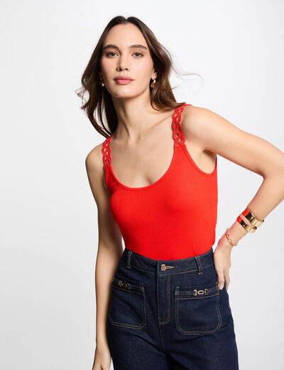 Top sin manga orange mujer
