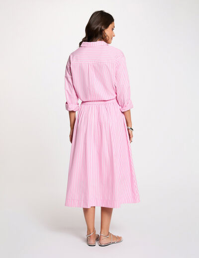 Camisa oversize de rayas rosa mujer