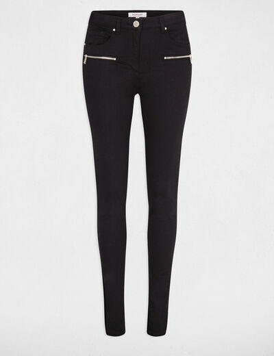 Vaquero slim con cremallera negro mujer