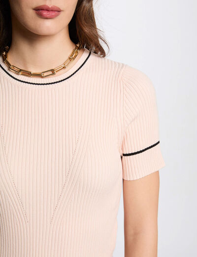 Jersey manga corta rosa claro mujer