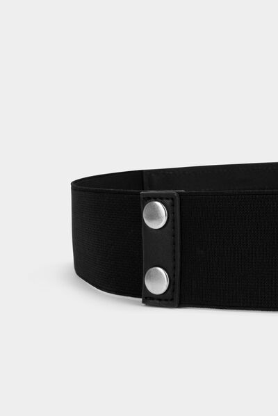 Cinturón elástico con strass negro mujer