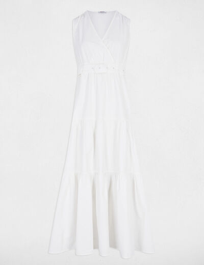 Vestido largo recto blanco mujer