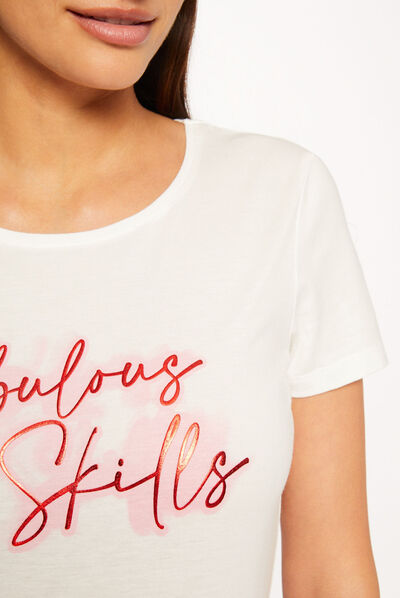 Camiseta de manga corta con mensaje crudo mujer