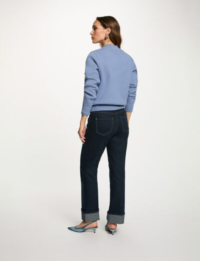 Jersey con cuello teddy azul mujer