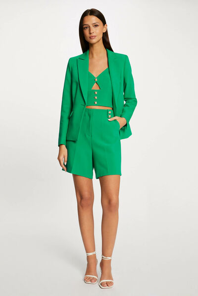Bermudas city recta con pinzas verde mujer