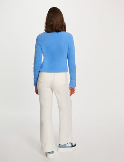 Jersey manga larga punto aterciopelado azul mujer