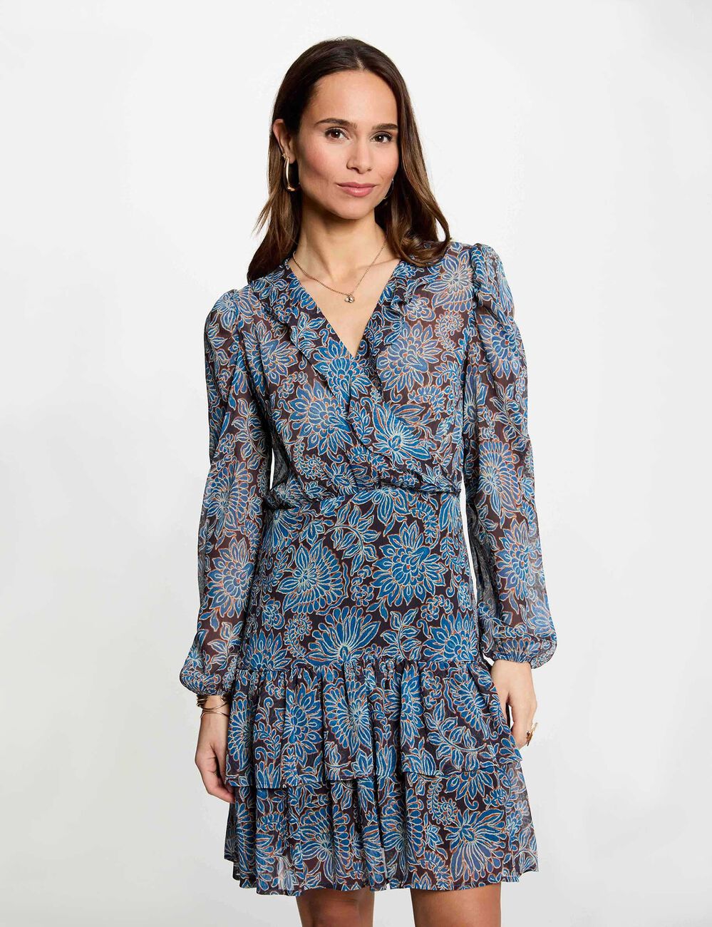 Vestido corto ajustado con cuello en V multicolor mujer