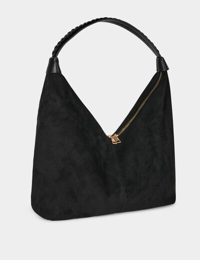 Bolso hobo de ante negro mujer