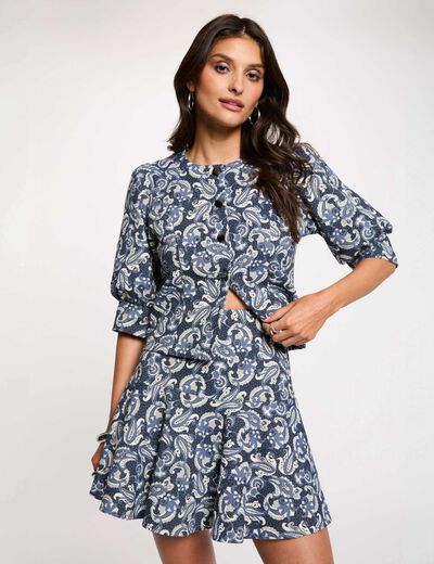Falda skater evas&eacute; azul mujer