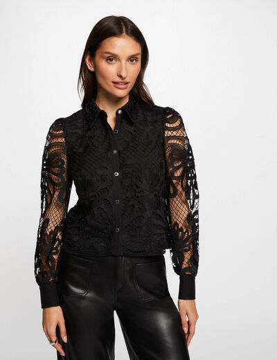 Camisa manga larga negro mujer