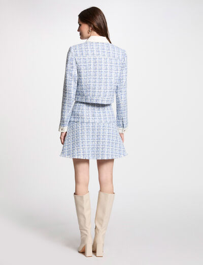 Chaqueta corta tweed multicolor mujer