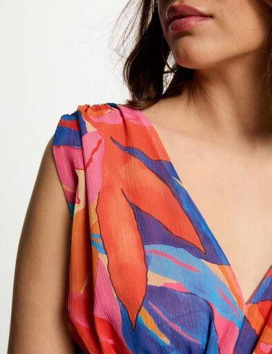 vestido largo recto estampado multicolor mujer Vestido largo recto estampado multicolor mujer
