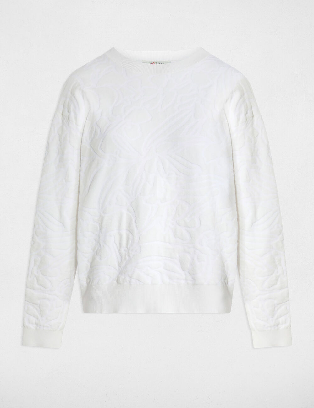 Jersey con cuello redondo blanco mujer
