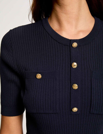 Jersey manga corta azul marino mujer