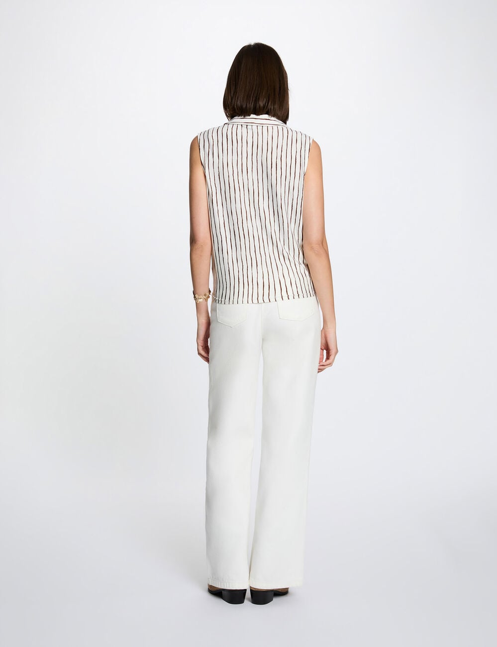 Camisa con cuello vuelto blanco mujer