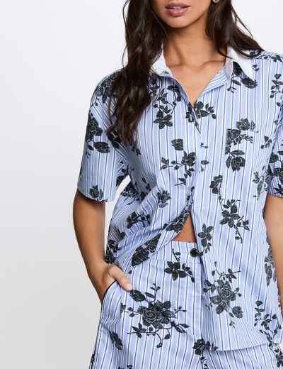 Camisa con cuello contrastado multicolor mujer