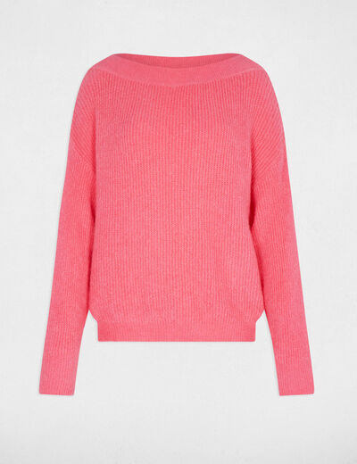 Jersey cuello redondo rosado fucsia mujer