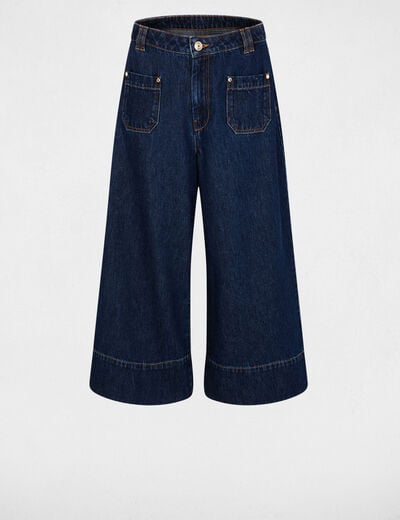 Pantal&oacute;n corto de tiro alto azul mujer